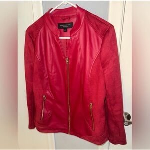 Marc New York Vibrant Red faux Leather and suede Jacket